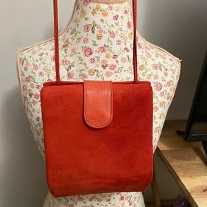 Vintage Ande Red Suede & Leather Crossbody Bag